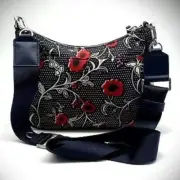 TORY BURCH Navy and Red Retro Batik Crossbody Bag
