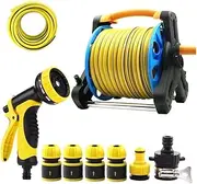 Garden Water Hose Reel Garden Water Hose Reel Storage Rack, Hand Crank High Pressure Water Jet Hose Water Gun Set 10/15/20m Hose Reel, Tools for Watering Agricultural Plants(20m)
