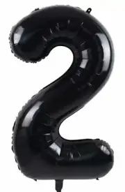 40" NUMBER (2) BALLOONS - Self Inflated Air/Helium - Foil Balloons - BLACK