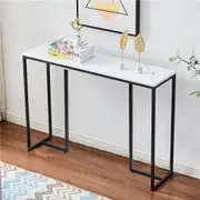 Modern Accent Faux Marble Console Table Black Metal Frame Hallway Living Room