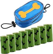 Kisangel 8Rolls Portable Dog Poo Bag Dispenser Zippered Oxford Cloth Pouch Disposable Dog Waste Bags Convenient Leash Holder for Pet Travel