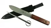 HUBERTUS SAILOR'S RIGGING KNIFE w. SEPARATE MARLIN SPIKE / LEATHER SHEATH * NEW*