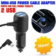 Dual USB Car Charger w/ Power Cord Cable for GARMIN 2595lmt 2597lmt 2599lmthd