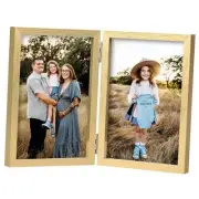 Double 5x7 Picture Frame Hinged Folding Photo Frame with Glass Front Vertical