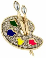 Napier Artist Painters Palette Brooch Pin Brushes Gold Tone Signed