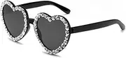 [RVYEIOP] 1 Pair Adult Party Glasses Black Heart Shaped Rhinestone Glasses Fun Glasses Costume Fancy Dress Theme Party Men Women