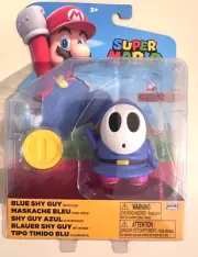 NIB Nintendo Super Mario Blue Shy Guy with Coin Accessory Figure Toy 4"