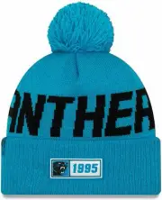 NFL Carolina Panthers Road Sideline 2019 Bobble Woolly Hat Cuffed Knit Newera