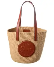 Chlo Large Horse Medal Paper & Leather Basket Bag