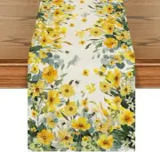 Artoid Mode Daisy Eucalyptus 13" x 72", Table Runner, Yellow/Green