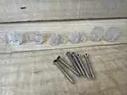 6 Pack Clear Acrylic Mirror Clips For 1/4" thick Glass 1-1/4” Screws Art Deco