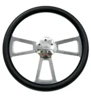 18" Polished 5 Hole Steering Wheel Black Wrap Peterbilt Kenworth Freightliner
