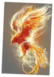 Fire Phoenix Bird Canvas Wall Art Classic 12L" x 18W" Phoenix Poster Unframed