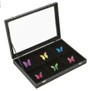 Ring Display Case 14x9 Jewelry Storage Box 6 Compartments for Collection Black