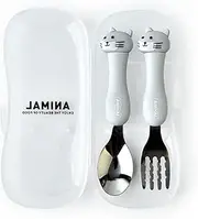 Tignapoo 2Pcs Kids Silverware Travel Carry Set Children Portable Tableware Toddler Utensils Kids Spoon & Fork Set with Travel Case