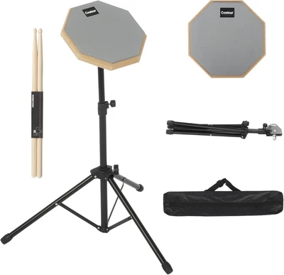 Drum Pad Stand Set with Drum Practice Pad, 8'' Double Sided Silent Drum Pad, ...