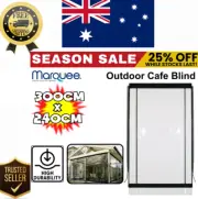 Marquee 300 x 240cm Clear Heavy Duty PVC Cafe Style Outdoor Blind Bistro Patio