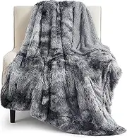 [Bedsure] Faux Fur Reversible Tie-dye Sherpa Throw Blanket for Sofa, Couch and Bed - Super Soft Fuzzy Fleece Blanket for Outdoor, Indoor, Camping, Gifts (50x60 inches, Grey)