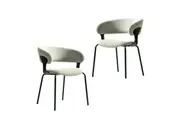 Raimon Furniture Set Of 2 Korey Chenille Fabric Kitchen Dining Chair Black Powder Coated Legs Silver Grey