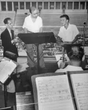 Singer Frank Sinatra complaining to conductor Max Steiner that- 1940s Old Photo