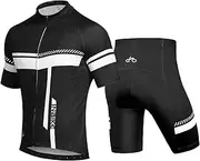 [INBIKE] Mens Cycling Jerseys Shorts Men Bike Suits 3D Gel Padded Bib Short, White+Shorts, XXL