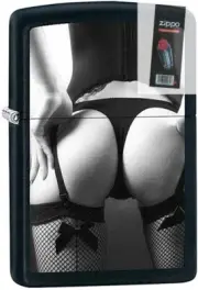 Zippo 99710 View From Behind #1 Black Matte Lighter + FLINT PACK