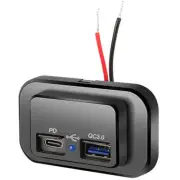 PD Type C USB Dual Car Charger Socket Fast Charge Power Adapter Panel Mount 1Pcs (for: Smart)