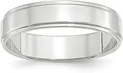 [Diamond2Deal] Men's 10k White Gold 5mm Flat with Step Edge Wedding Band Size 10