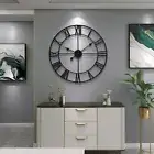 Artiss 50CM Large Wall Clock Roman Numerals Round Metal Luxury Home Decor Black.