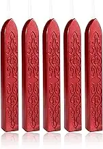 Yoption 5 Pcs Metallic Red Sealing Wax Sticks with Wicks for Wax Seal Stamp, Wedding Invitations, Envelopes, Gifts Sealing