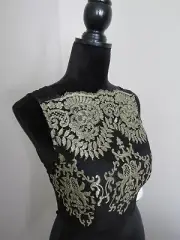 NWT JODI KRISTOPHER BLACK & GOLD METALLIC ORNATE FORMAL SHEER TOP- SIZE 1