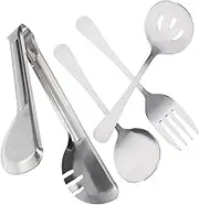 BIUDECO Stainless Steel Serving Spoons 6-Piece Set Metal Tableware Kitchen Essentials Fork Spoon Kit Steak Eating Tools