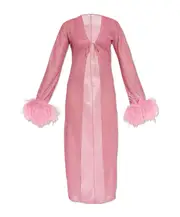 Lumière Plumage feather-trimmed dress XL,L Pink