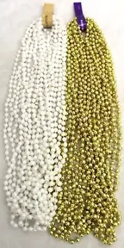 Mardi Gras Beads Gold Disco & White Mix 33" In Football Party 2 Dz 24 Necklaces