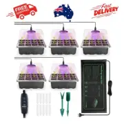 5 Pack Seed Starter Tray with Heat Mat and Grow Light Humidity Domes, 60 Cell AU