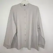 Eileen Fisher Mandarin Collar Jacket Women's Plus Size 2X Gray Wool Lightweight