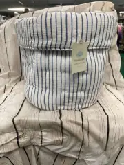 Quilted Gauze Medium Round Storage Bin - Cloud Island Navy Blue Stripe