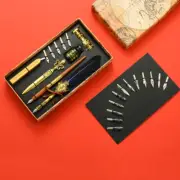 Vintage Royal Calligraphy Set Feather Dip Pen Nib Wax Seal Stamp Quill Gift Box