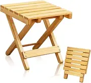 ULTECHNOVO Wood Folding Side Table Portable Outdoor Small Table for Beach Picnics Wine Lightweight Wooden Flower Stool Plant Stand with Stable Legs