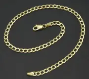 Real 10k Yellow Solid Gold Cuban Anklet Bracelet Lobster Clasp 9 - 10 in 2.3gr