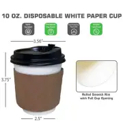 500 Pack - 10 oz. Disposable White Paper Coffee Tea Cups with Lids and Sleeves