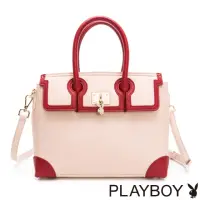 在飛比找momo購物網優惠-【PLAYBOY】手提包附長背帶 neat系列(粉色)