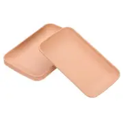4 Pack 7"x5" Rectangular Unbreakable Plastic Dinner Plates, Pink