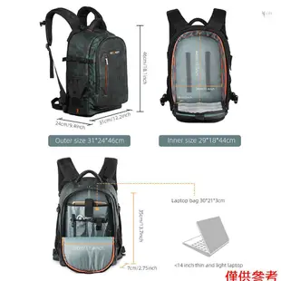 YOT K&F CONCEPT 多功能相機背包單眼/數位單眼相機包 23L 大容量防水攝影包帶 14 吋筆記型電