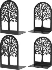 4-Pack 2 Pairs Book Ends, Bookends, Tree Book Ends for Shelves, Modern Book Ends