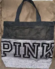 VS PINK TOTE GRAY/MESH ACCENT 16” SUPER CUTE!!