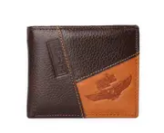 Mens PU Leather Patchwork Trifold Wallet