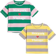[YouKD] Kids' Summer Clothes Set Cotton Tees Stripe Polos and Short Pants for Boys and Girls 1-14 Years