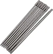 8pcs 200mm/7.9" Long Torx Head Screwdriver Bit Set Magnetic Tamper Proof Security Torx Bit Set 1/4" Hex Shank Star Screw Driver Drill Bits T8-T40
