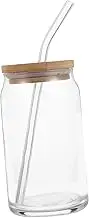 CONGARTENO 1Set Transparent Glass Juice Bottle with Lid and Straw Leakproof Beverage Container for Outdoor Use Convenient Water Storage for Drinks and Juices